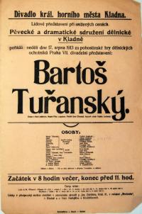 Praha-Bubny, Dělnické divadlo, Bartoš Tuřanský - plakát, 1913