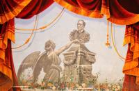 Strašín (dříve Strašeň), SDO Kolár, opona, Múza dekoruje věncem J. J. Kolára, asi 1905