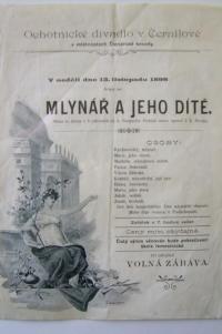 Černilov, ochotníci, Mlynář a jeho dítě - plakát, 1898