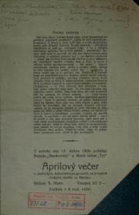 Praha-Staré Město, Řemeslnicko živnostenská beseda, o souboru, 1929