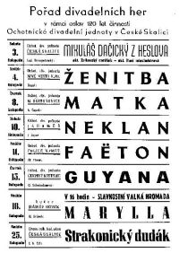 Pořad divadelních her v rámci oslav 120 let činnosti