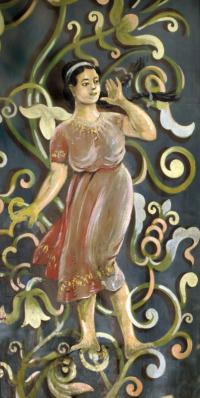 Beroun, Sokol, veduta města v rámu, detail opony, autor Pavel Vyhnanovský,1936