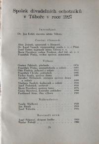 Tábor, Spolek div. ochotníků, Pamětní spis 1857–1927