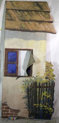 Sudslava, kulisy, č. 22. domek, levá postranice, součást scény Náves