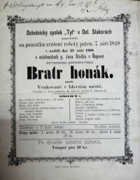 Dolní Stakory, Tyl, Bratr honák - plakát, 1888