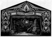 Jihlava, Reálné gymnázium LD, portál loutkového divadla od prof. B. Metelky