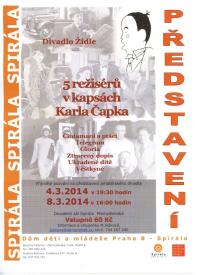 Praha-Dolní Chabry, Divadlo Židle, Čintamani a ptáci - Telegram - Gloria - Ztracený dopis - Ukradené dítě - Věštkyně - plakát, 2014