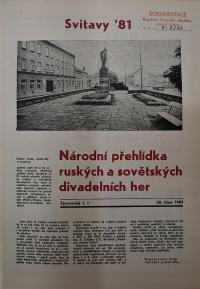 Hradec Králové, Krajské kulturní středisko, Impuls, Svitavy, Národní přehlídka ruských a sovětských divadelních her, 1981