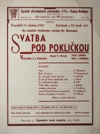 Praha-Bohnice, Tyl, Svatba pod pokličkou - plakát, 1937