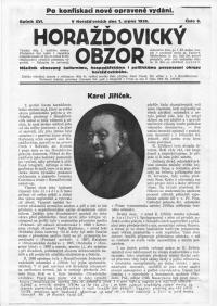 Horažďovice, Horažďovický obzor, Karel Jiříček, 1936