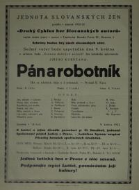 Praha-Malá Strana, Scéna dobrých autorů, Pán a robotník - plakát, 1933