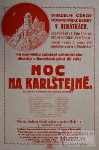 Benátky, Hospodářská beseda, Noc na Karlštejně - plakát, 1927