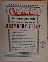 Jičín, Sokol, Rozmarný večer - plakát, 1921