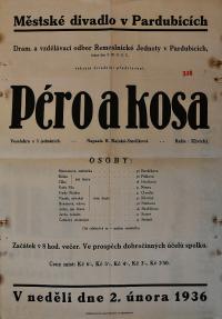 Pardubice, Řemeslnická jednota, Pero a kosa - plakát, 1936