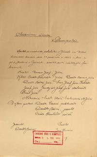 Jiřice,  Spolek divadelních ochotníků, volba funkcionářů na valné hromadě, 1929