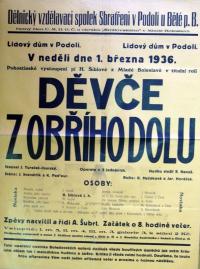 Podolí, Sbratření, Děvče z Obřího dolu - plakát, 1936