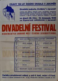 Nový Bydžov, Jirásek, Plakáty, Jaroměř, Divadelní festival - plakát, 1949