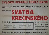 Český Brod, Tyl, Svatba Krečinského - plakát, 1949
