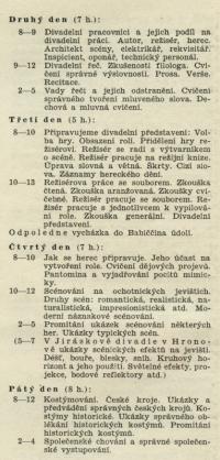 JH 1940, osnova divadelního kurzu