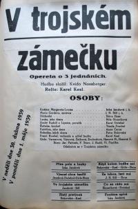 Praha-Kobylisy, Lidové divadlo, V trojském zámečku, 1939