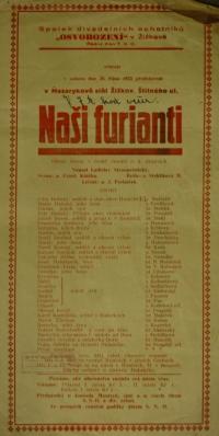 Praha-Žižkov, SDO Osvobození, Naši furianti - plakát, 1933