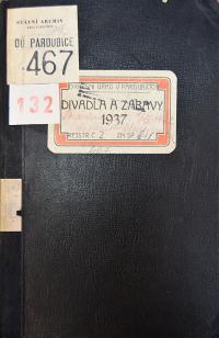 Pardubice, Okresní úřad, Rejstřík povolení, Divadla a zábavy, 1937