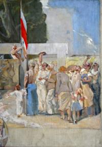 Kolín, 2. návrh opony Ludvíka Vacátka, detail návrhu, 1951