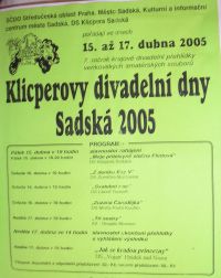 Sadská, Klicperovy divadelní dny 2005 - plakát s programem