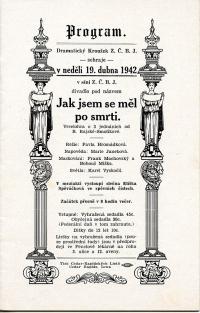 Cedar Rapids, Dramatický kroužek Z.Č.B.J., Jak jsem se měl po smrti - program, 1942