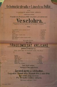 Lány na Důlku, Ochotnické divalo, Veselohra - Třiasedmdesát krejcarů - plakát, 1893