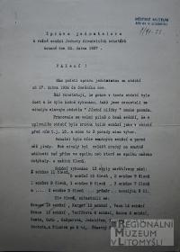 Litomyšl, JDO, Jednatelská zpráva z Valné hromady spolku, 1937