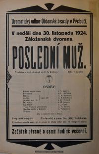 Přelouč, Občanská beseda, Poslední muž - plakát, 1924