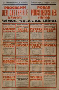 Nový Bydžov, Jirásek, Plakáty, Hořice, Pohostinské hry - plakát, 1942