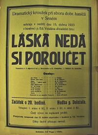 Srní, Hasiči, Láska nedá si poroučet - plakát, 1923