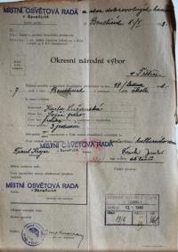 Třebíč, Okresní národní výbor, povolování představení, 1948