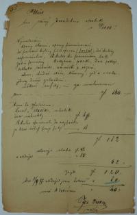 Pecka, účet za oponu, Jos.Prokop, 1877