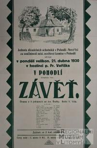 Pohodlí, JDO, MOK, Závěť - plakát, 1930