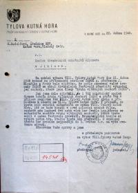 Jihlava, Klicpera, korespondence spolku, Tylova Kutná Hora, 1948