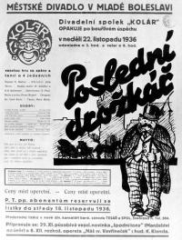 Mladá Boleslav, Kolár - plakáty 1936-1950, Poslední drožkář, hra se zpěvy, 1936
