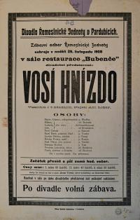 Pardubice, Řemeslnická jednota, Vosí hnízdo - plakát, 1908