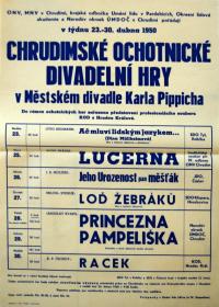 Chrudim, Chrudimské ochotnické divadelní hry - plakát, 1950