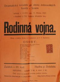 Srní, Hasiči, Rodinná vojna - plakát, 1923
