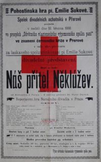 Přerov, SDO, Náš přítel Něklúžev - plakát, 1888