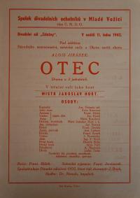 Mladá Vožice, Spolek divadelních ochotníků, Otec – plakát, 1942