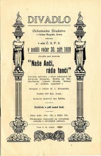 Cedar Rapids, Ochotnické družstvo, Naše Ančí ráda tančí - program, 1928