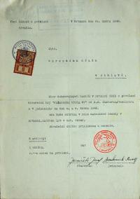 Jihlava, Okresní úřad Jihlava, žádost o povolení divadelního představení, 1942