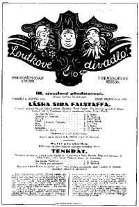 Plzeň, Loutkové divadlo Feriálních osad, Láska sira Falstaffa – plakát, 1925