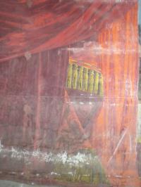 Holetín, sál hostince, opona, Karlštejn,levá draperie