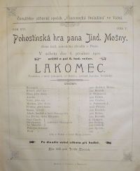 Rakousko, Vídeň, Vlastenecká omladina, Lakomec, Mošna jh. - plakát, 1900
