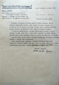 Horní Cerekev, hlášení Okresnímu úřadu v Kamenici nad Lipou o divadelních budovách, 1937